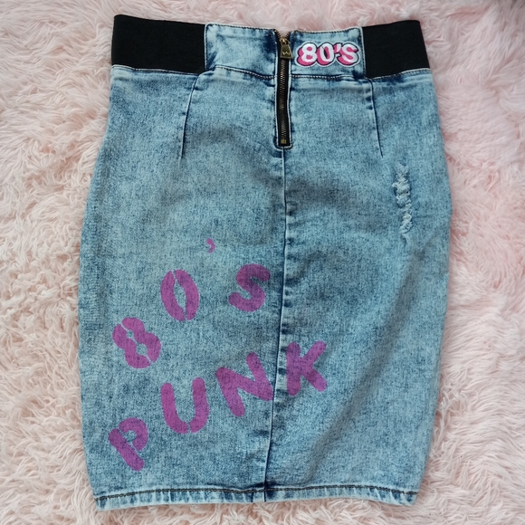 Nicki Minaj retro 80s aesthetic acid washed custom punk skirt- SOLD@hosted store - Picture 2 of 16